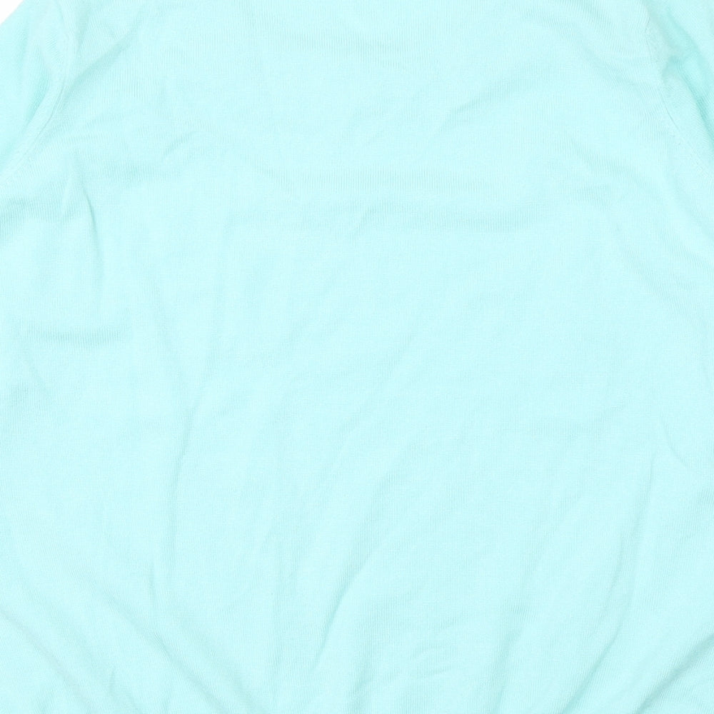 BM Womens Green  Viscose Basic Blouse Size L Scoop Neck