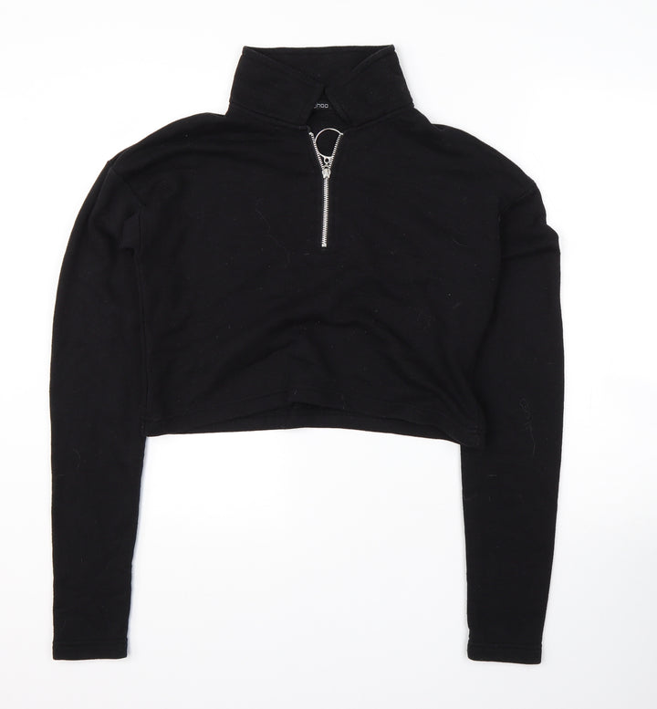 Boohoo Womens Black High Neck  Cotton Pullover Jumper Size 8