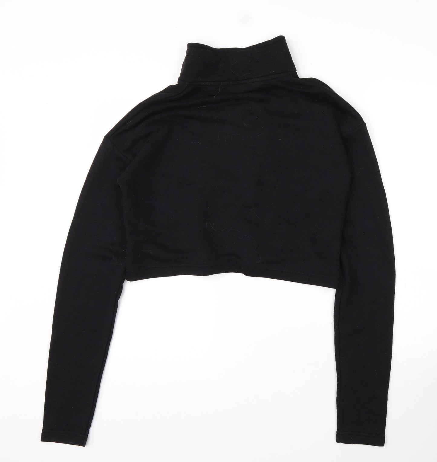 Boohoo Womens Black High Neck  Cotton Pullover Jumper Size 8