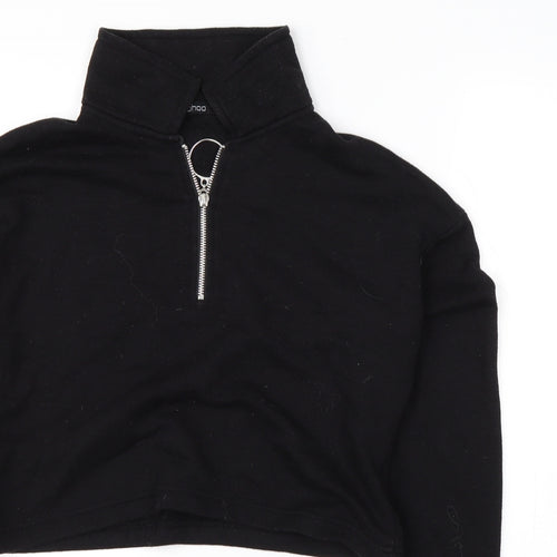 Boohoo Womens Black High Neck  Cotton Pullover Jumper Size 8