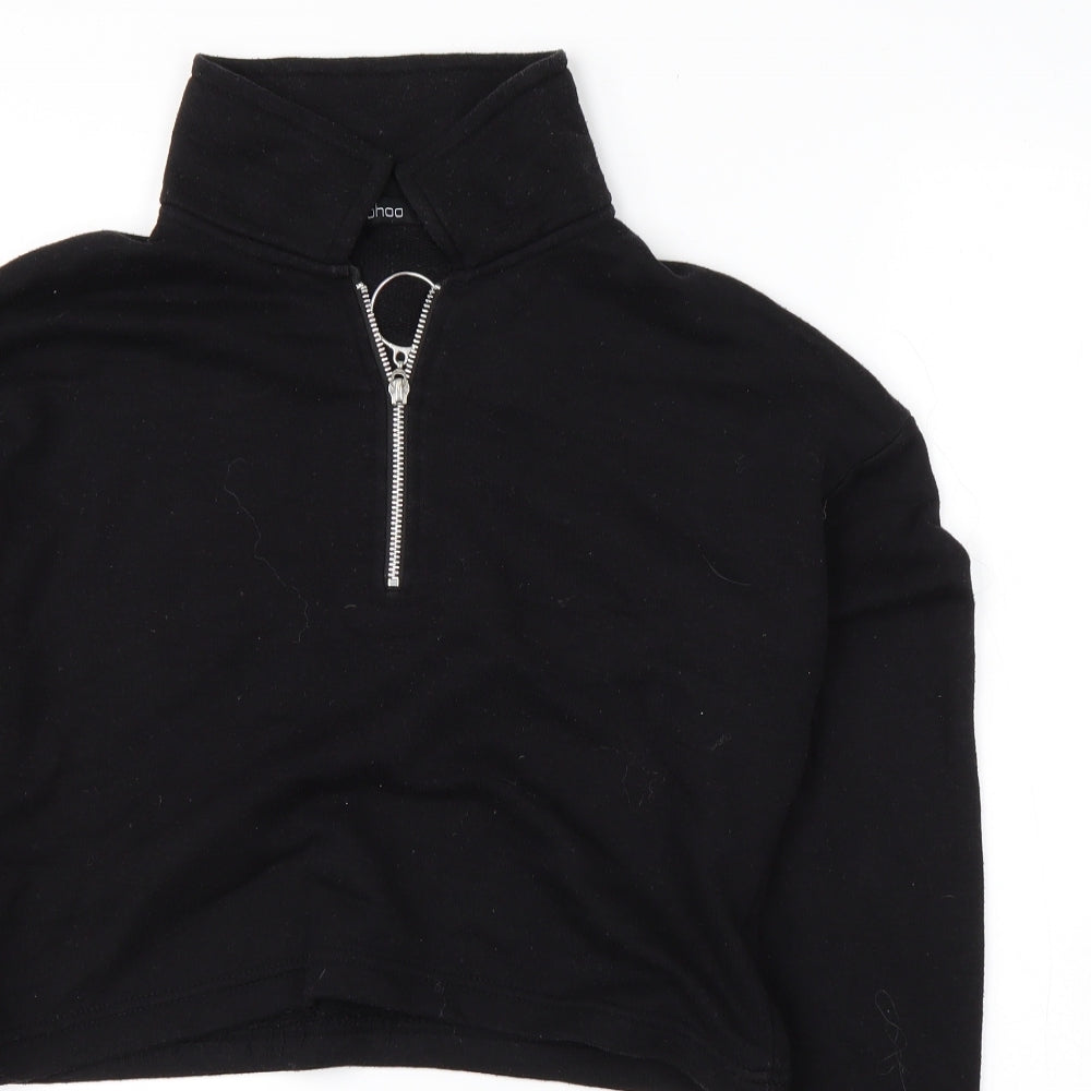Boohoo Womens Black High Neck  Cotton Pullover Jumper Size 8