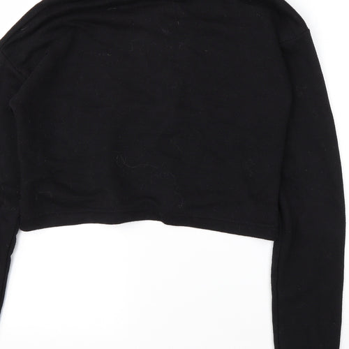 Boohoo Womens Black High Neck  Cotton Pullover Jumper Size 8