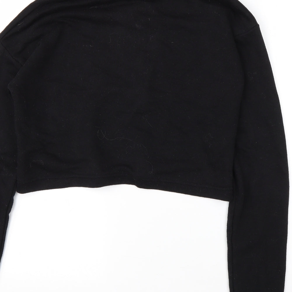 Boohoo Womens Black High Neck  Cotton Pullover Jumper Size 8