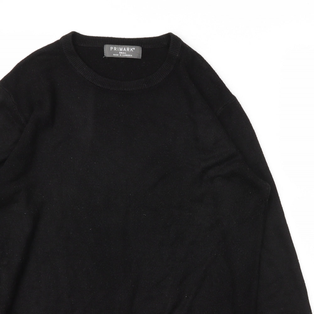 Primark Mens Black Round Neck  Acrylic Pullover Jumper Size S