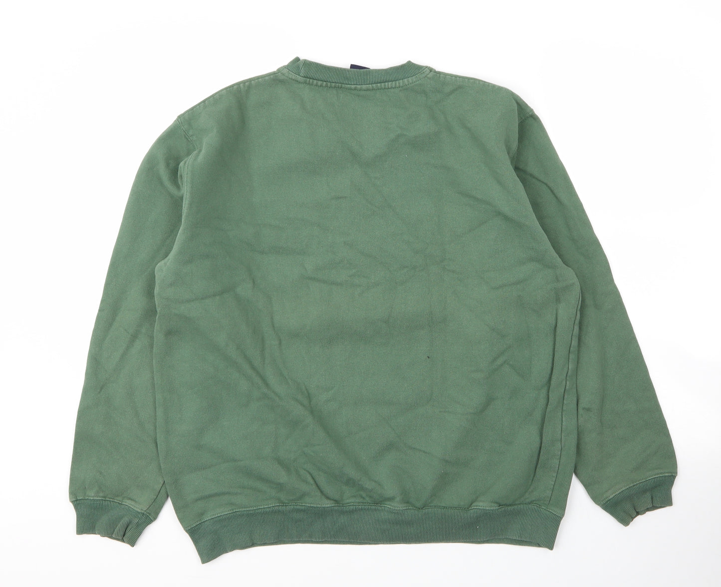 Cotton Traders Mens Green Round Neck  Cotton Pullover Jumper Size M