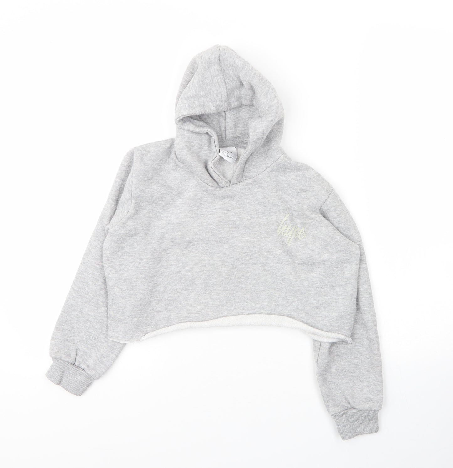 Hype Girls Grey  Cotton Pullover Hoodie Size 11 Years