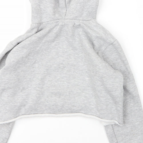 Hype Girls Grey  Cotton Pullover Hoodie Size 11 Years