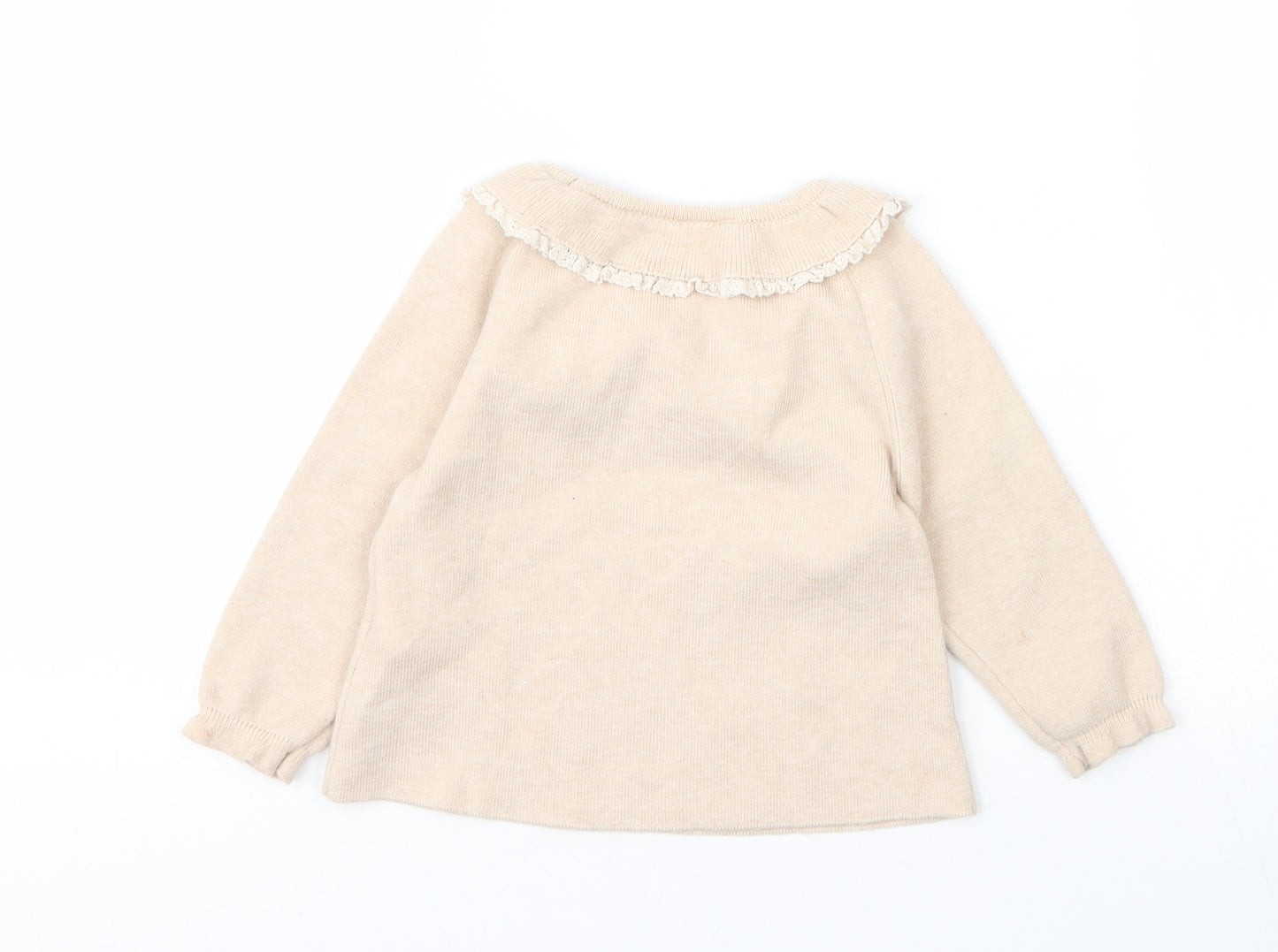 Zara Girls Beige  Viscose Pullover Jumper Size 6-9 Months