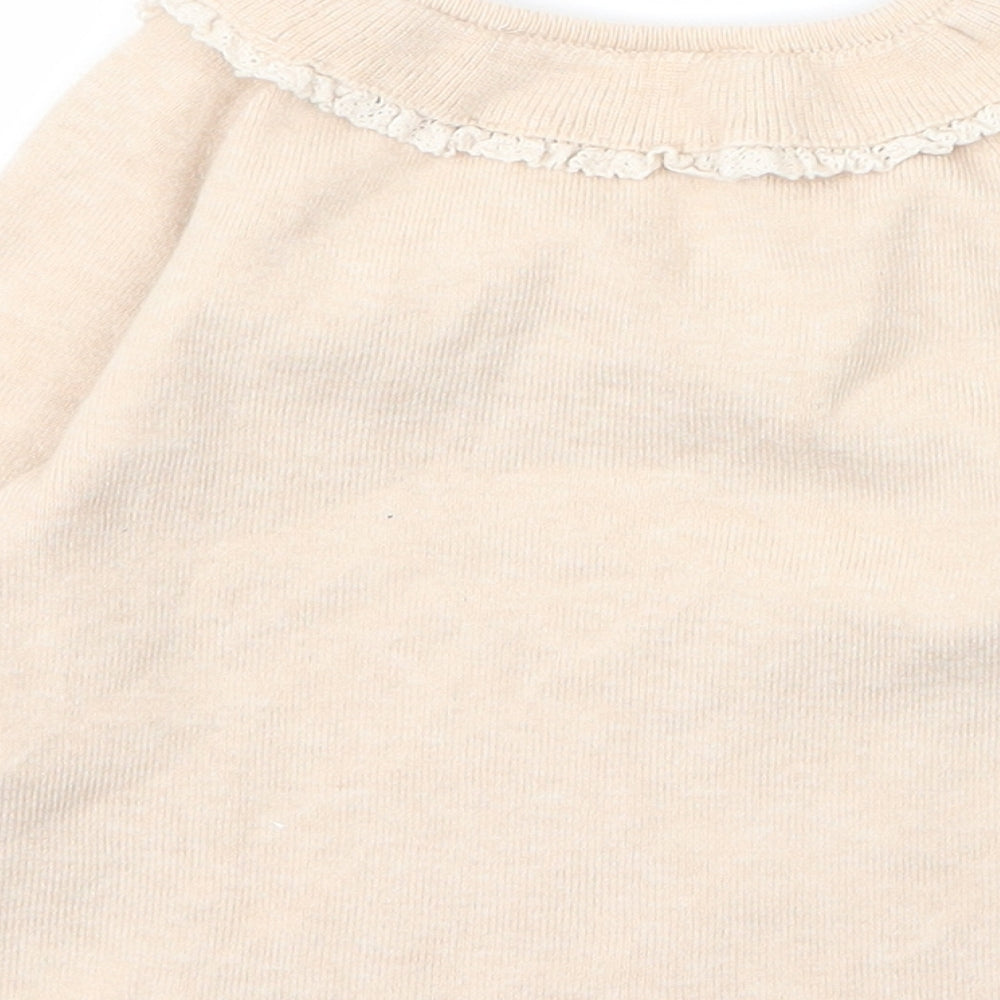 Zara Girls Beige  Viscose Pullover Jumper Size 6-9 Months