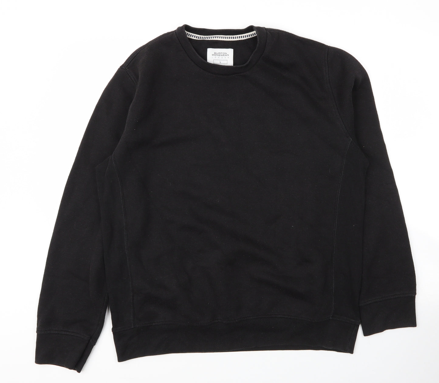 Burton Mens Black Round Neck  Cotton Pullover Jumper Size L