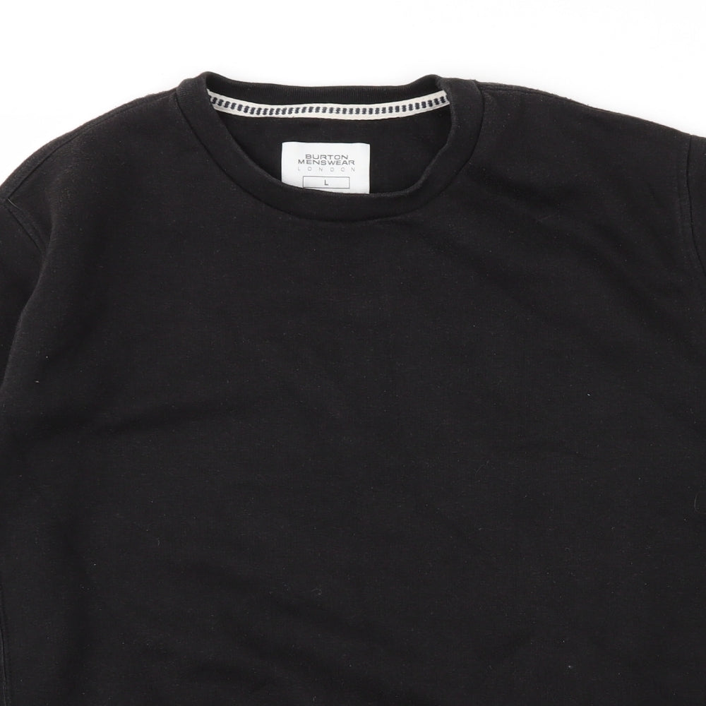 Burton Mens Black Round Neck  Cotton Pullover Jumper Size L