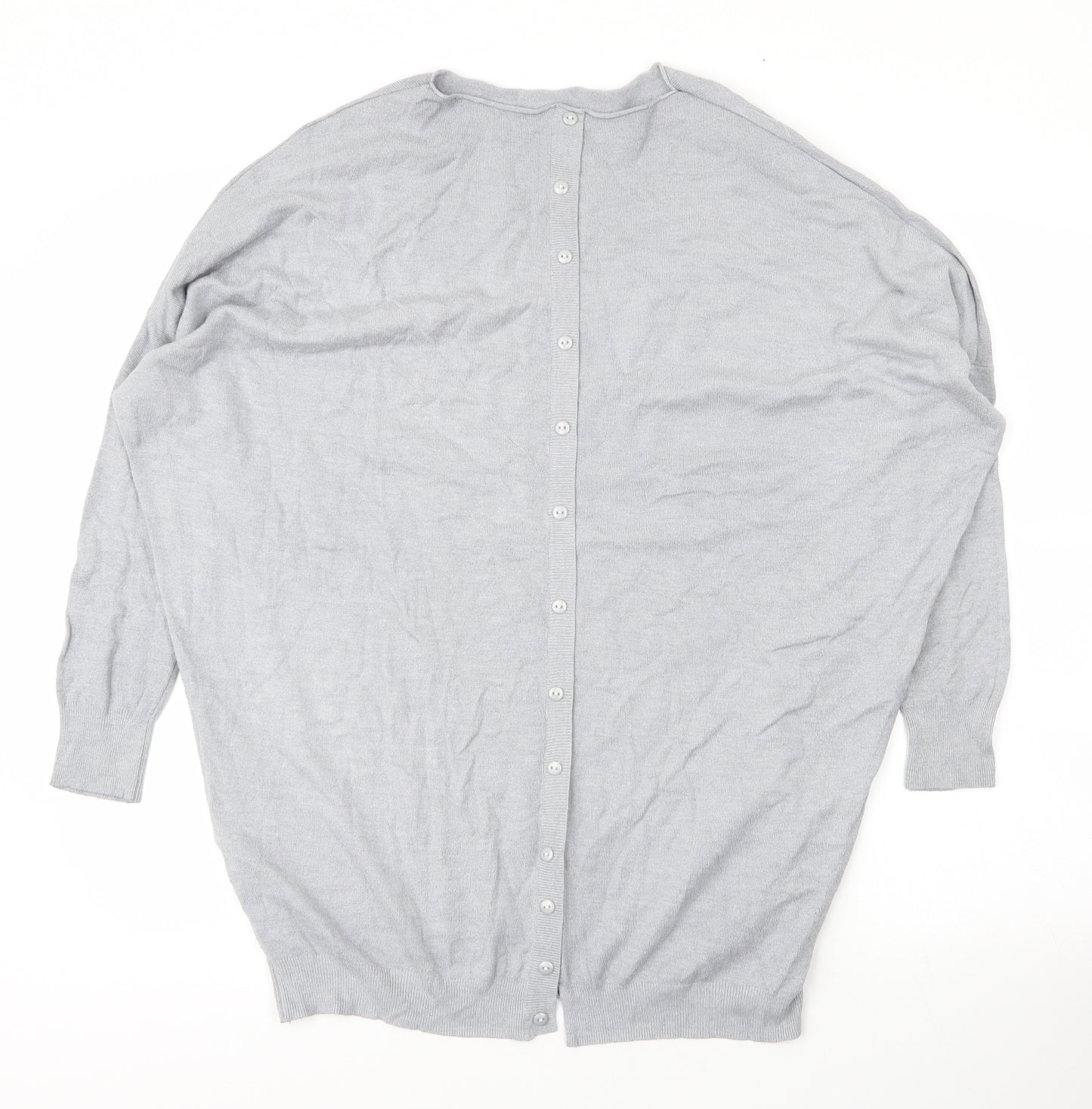Preworn Womens Grey Boat Neck  Viscose Cardigan Jumper One Size