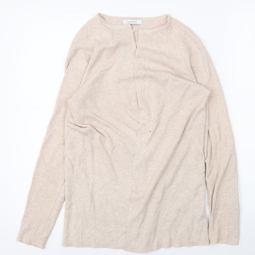 M&S Womens Beige Round Neck  Viscose Cardigan Jumper Size 6