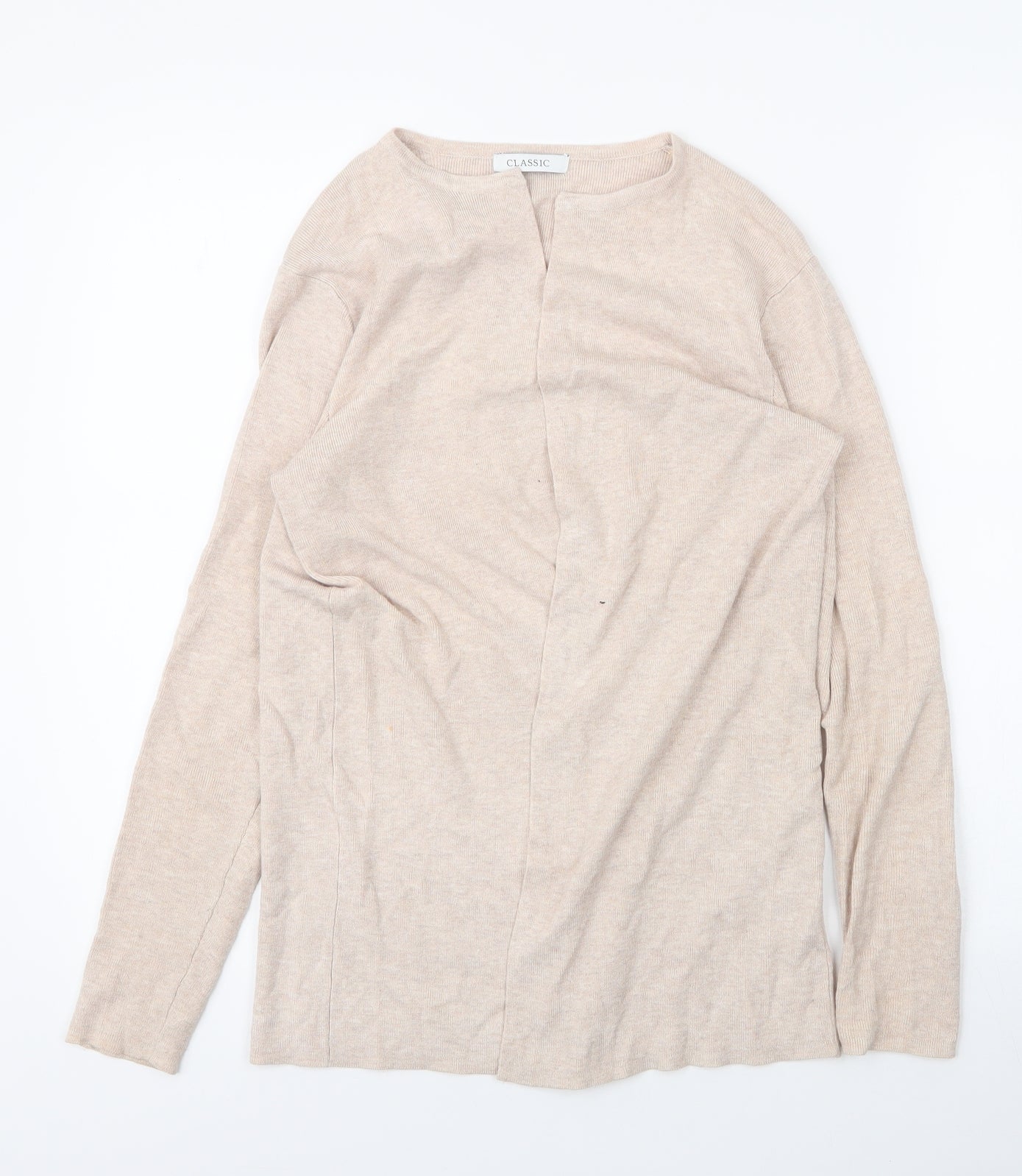 M&S Womens Beige Round Neck  Viscose Cardigan Jumper Size 6