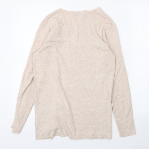 M&S Womens Beige Round Neck  Viscose Cardigan Jumper Size 6