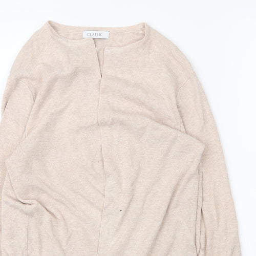 M&S Womens Beige Round Neck  Viscose Cardigan Jumper Size 6