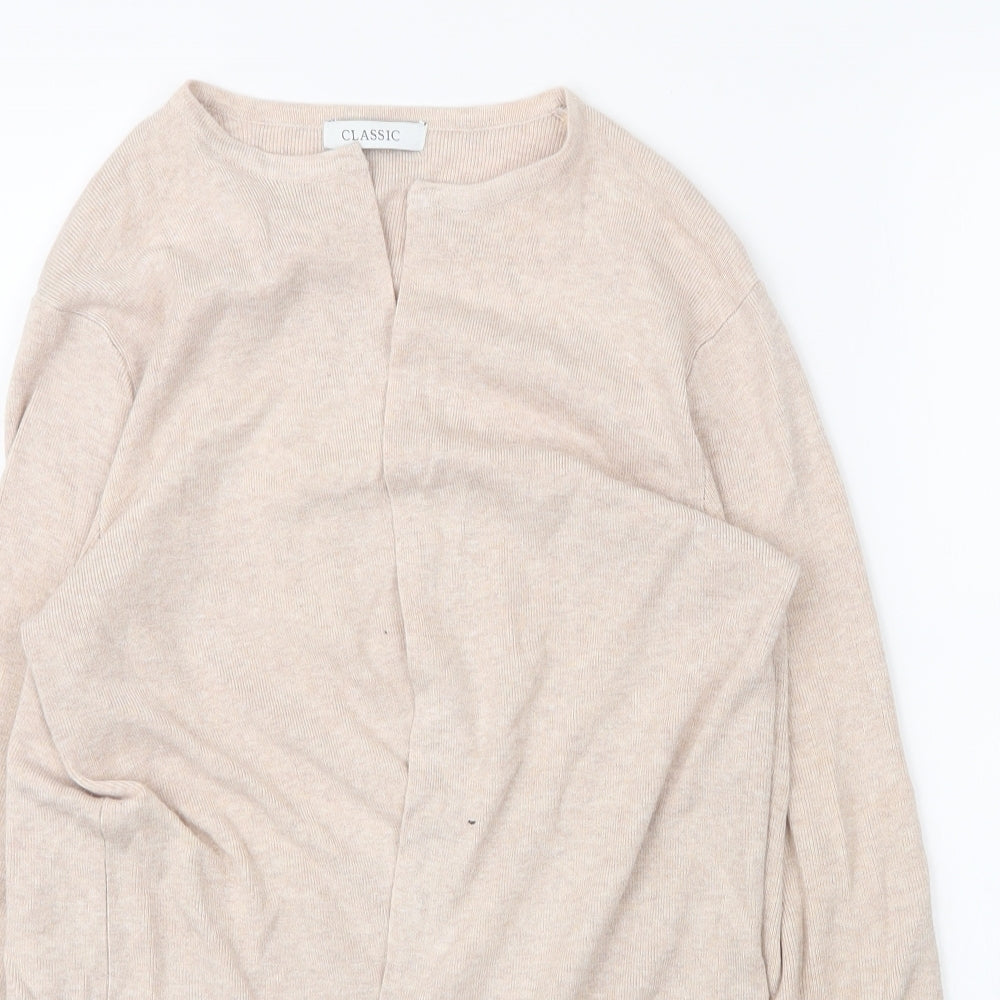 M&S Womens Beige Round Neck  Viscose Cardigan Jumper Size 6