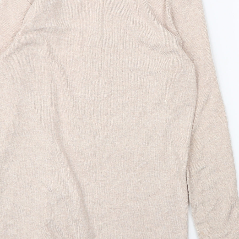 M&S Womens Beige Round Neck  Viscose Cardigan Jumper Size 6