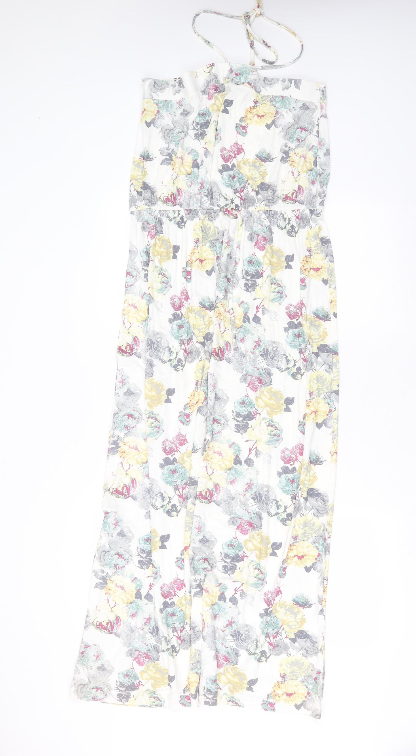NEXT Womens White Floral Viscose Maxi  Size 16  Halter