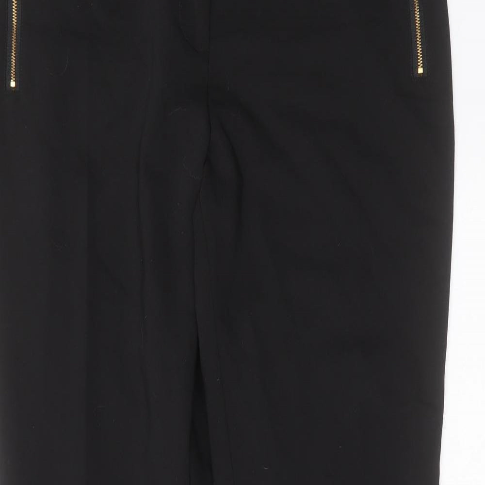 Papaya Womens Black  Cotton Trousers  Size 14 L29 in Regular Zip