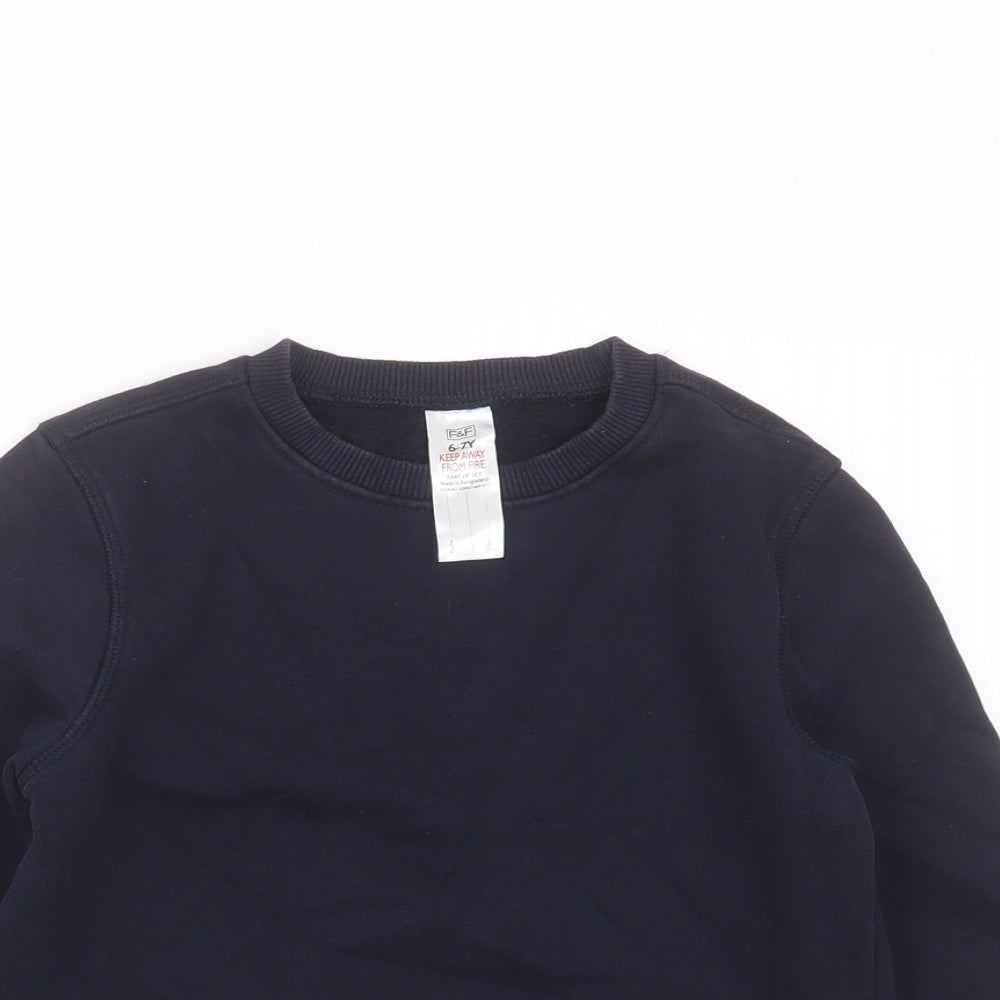 F&F Boys Blue  Cotton Pullover Sweatshirt Size 6-7 Years   - school
