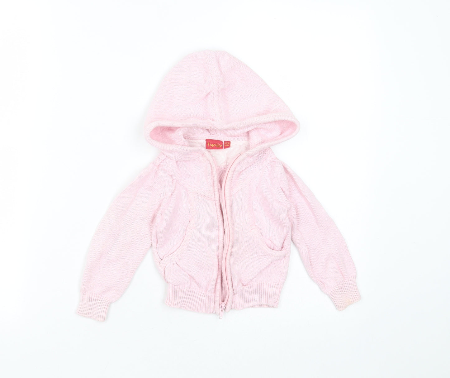 Tigerlily Girls Pink  Cotton Full Zip Jumper Size 12-18 Months  Zip - hooded