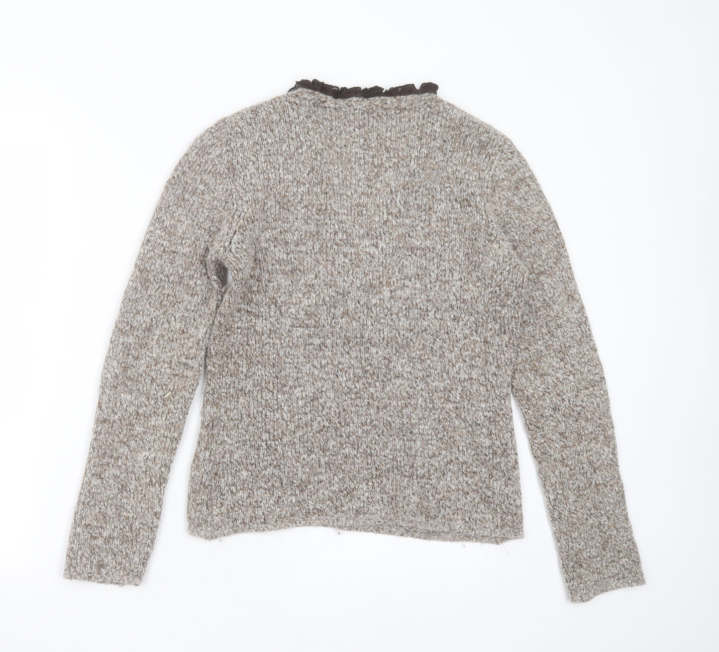 Marks and Spencer Womens Beige V-Neck  Acrylic Pullover Jumper Size 10