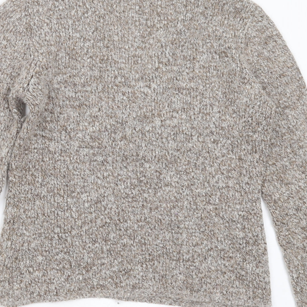 Marks and Spencer Womens Beige V-Neck  Acrylic Pullover Jumper Size 10