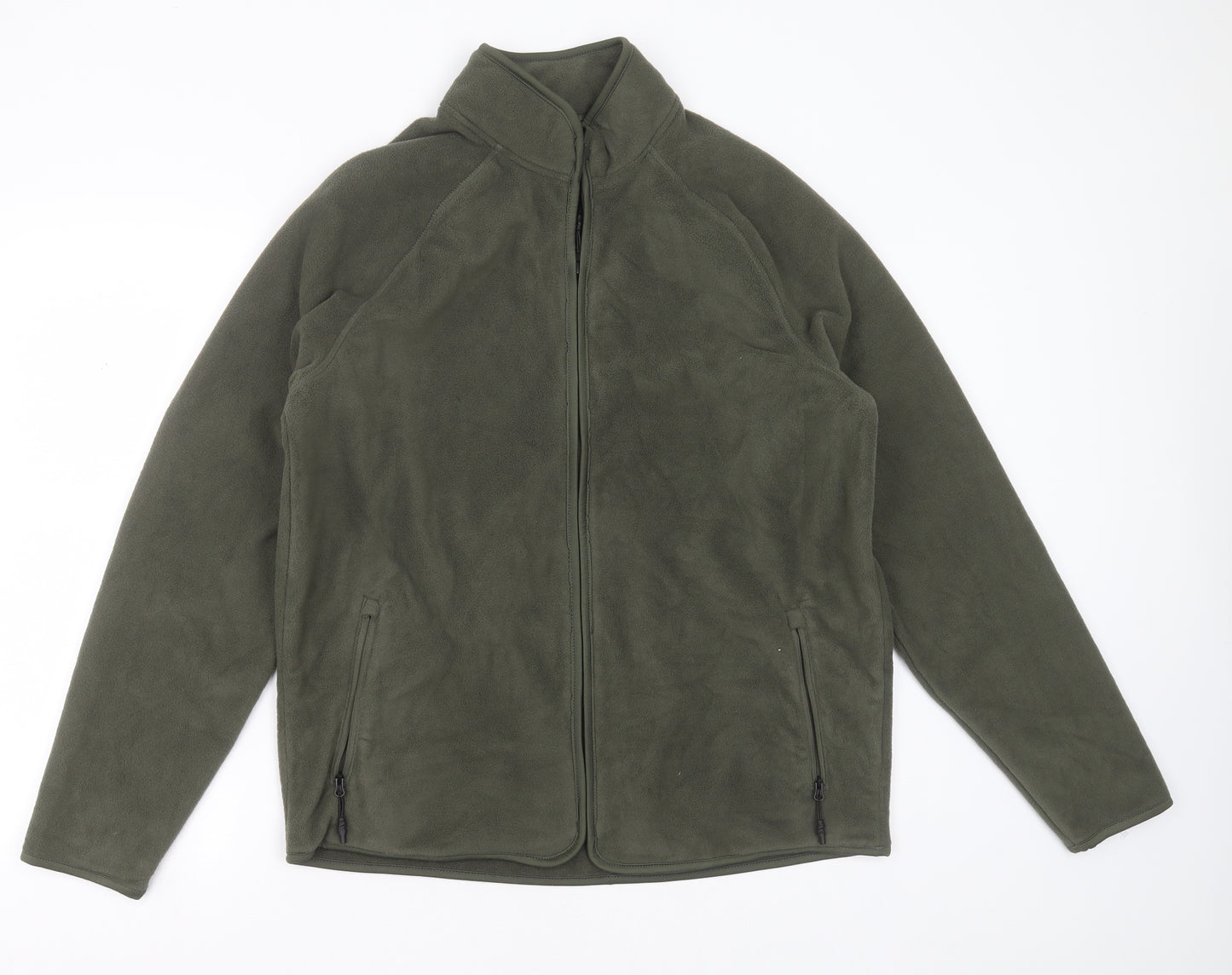 Marks and Spencer Mens Green Round Neck  Polyester Full Zip Jumper Size L