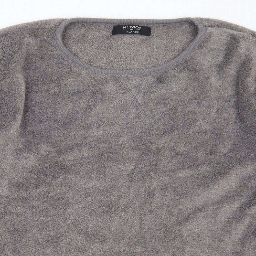 Hudson Bay Mens Grey Solid Polyester  Pyjama Top Size XL