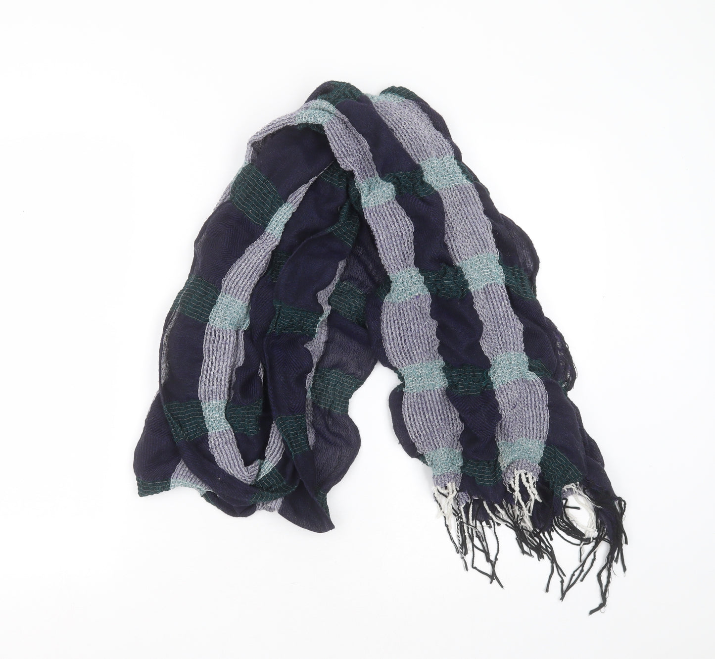 Preworn Womens Blue Check Polyester  Scarf