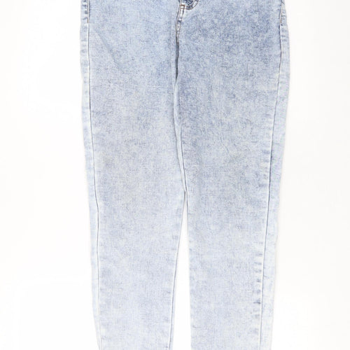 Primark Womens Blue  Cotton Skinny Jeans Size 14 L30 in Extra-Slim Zip