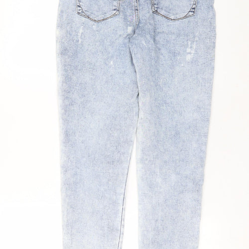 Primark Womens Blue  Cotton Skinny Jeans Size 14 L30 in Extra-Slim Zip
