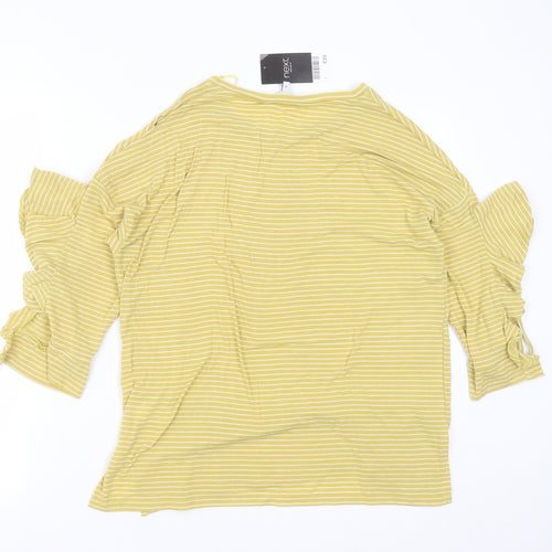 NEXT Womens Yellow Striped Polyester Basic T-Shirt Size 12 Round Neck