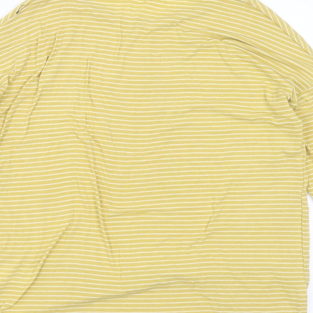 NEXT Womens Yellow Striped Polyester Basic T-Shirt Size 12 Round Neck