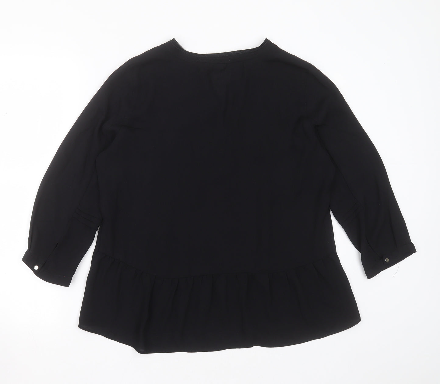 Zara Womens Black  Polyester Basic Blouse Size XL V-Neck