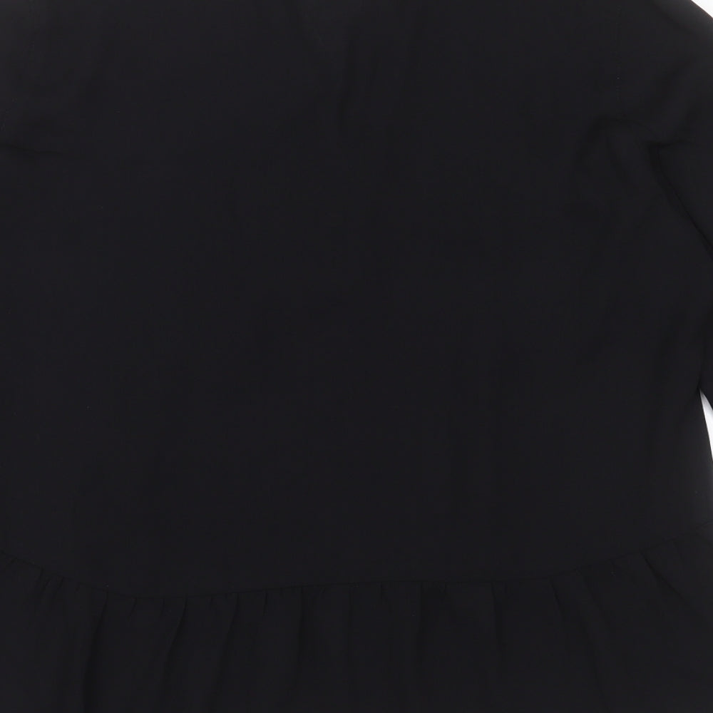 Zara Womens Black  Polyester Basic Blouse Size XL V-Neck