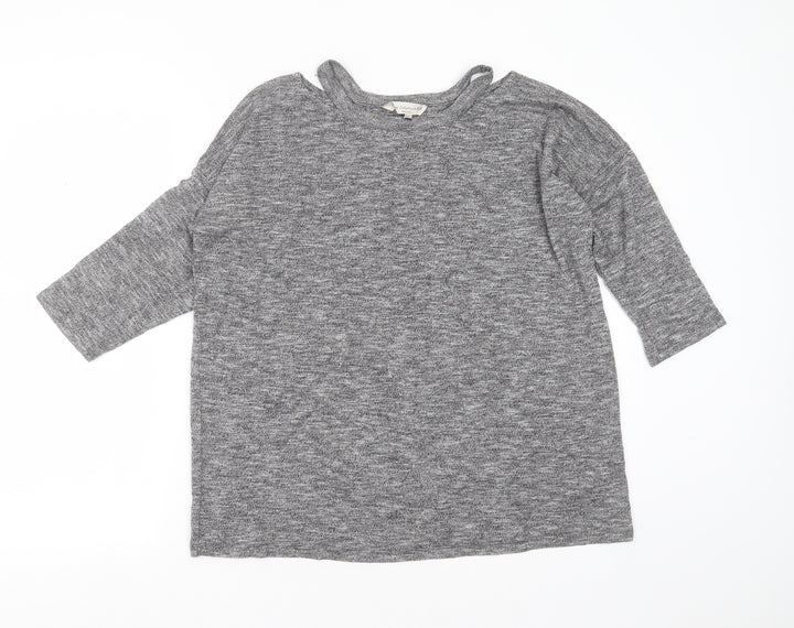 F&F Womens Grey Round Neck  Viscose Pullover Jumper Size 12