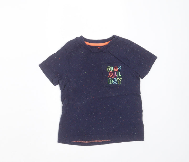 F&F Boys Blue  Cotton Basic T-Shirt Size 2-3 Years Round Neck  - play all day