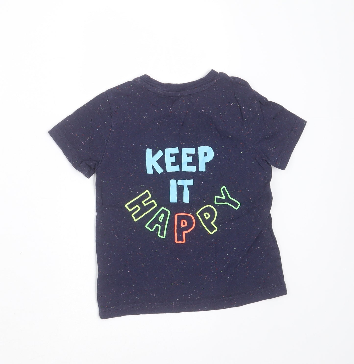 F&F Boys Blue  Cotton Basic T-Shirt Size 2-3 Years Round Neck  - play all day