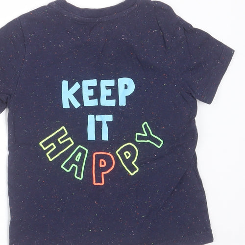 F&F Boys Blue  Cotton Basic T-Shirt Size 2-3 Years Round Neck  - play all day