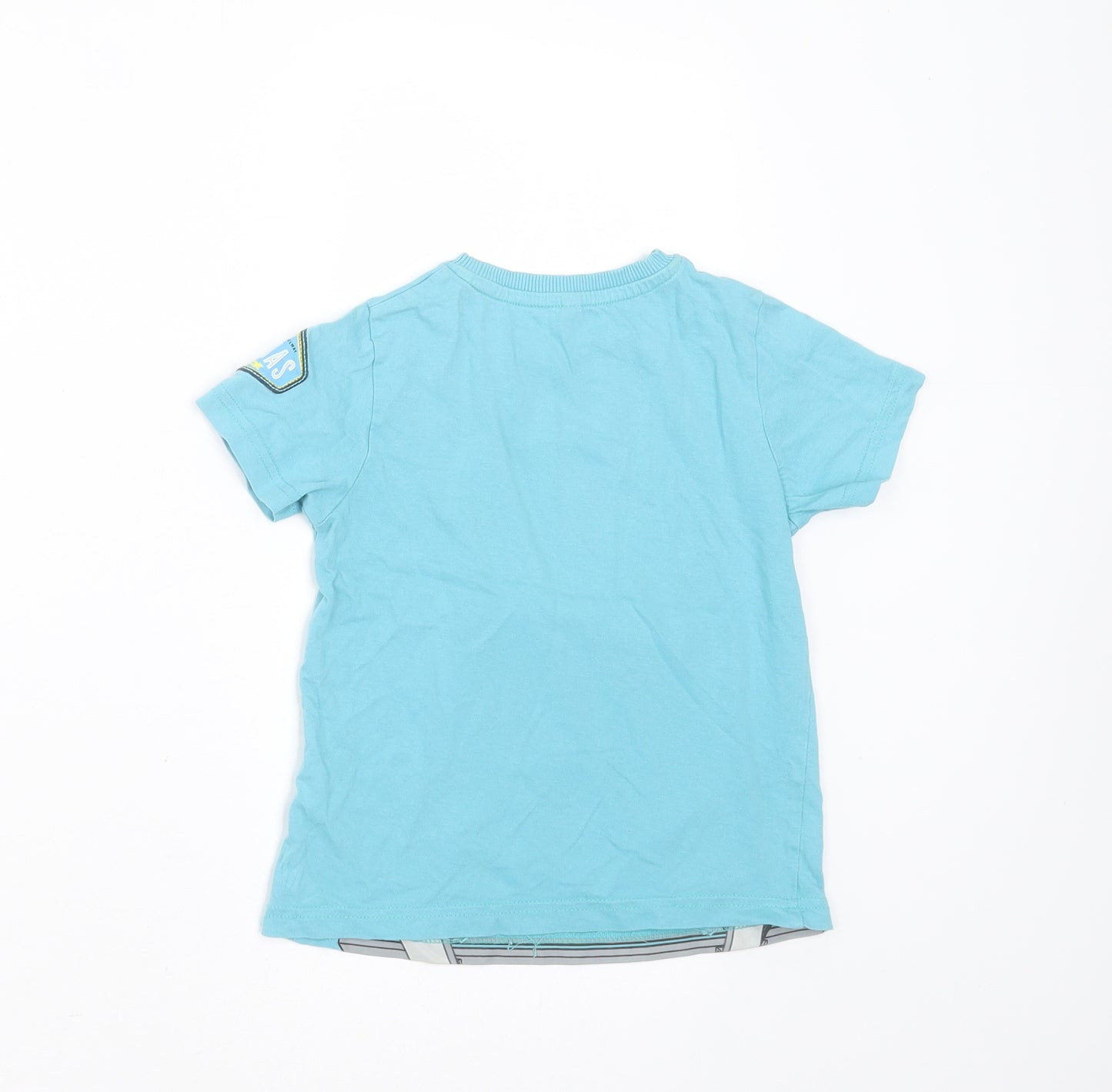 Marks and Spencer Girls Blue  Cotton Basic T-Shirt Size 2-3 Years Round Neck  - thomas the tank engine
