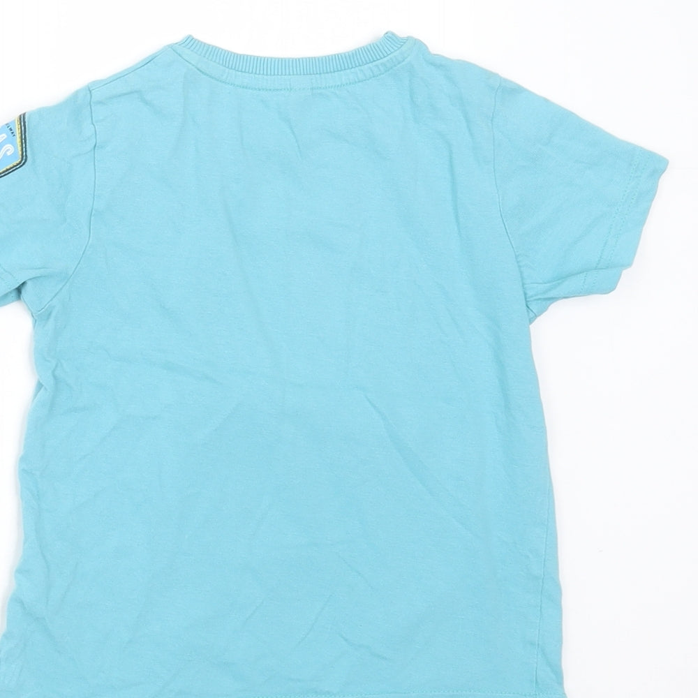 Marks and Spencer Girls Blue  Cotton Basic T-Shirt Size 2-3 Years Round Neck  - thomas the tank engine
