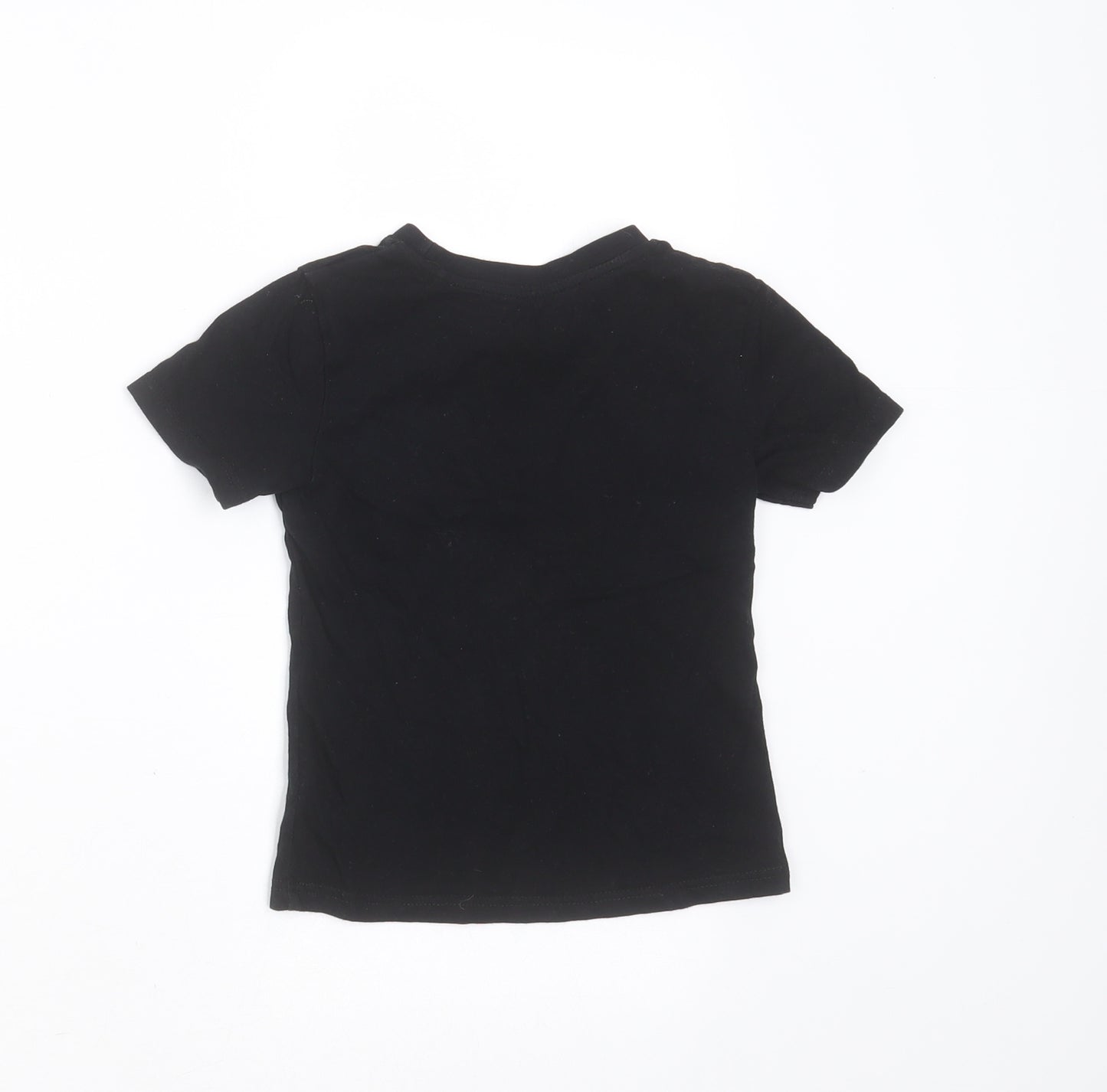 River Island Boys Black  Cotton Basic T-Shirt Size 2-3 Years Round Neck