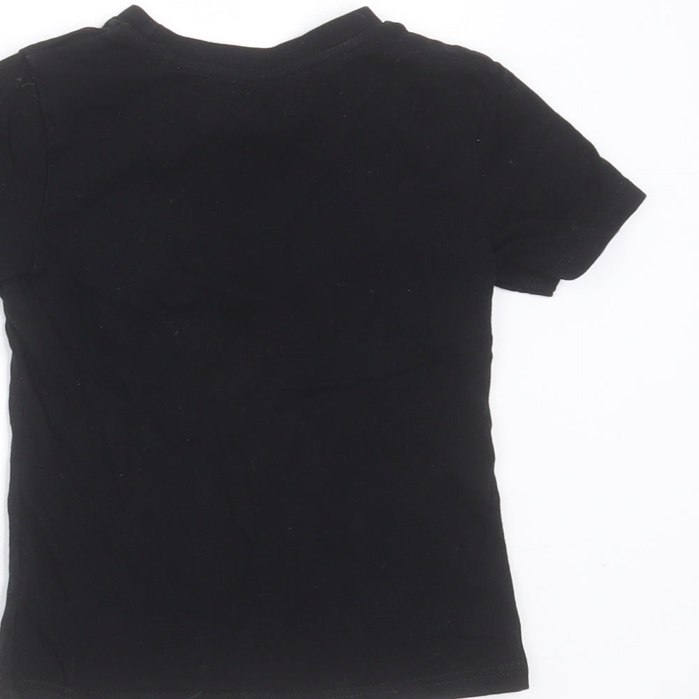 River Island Boys Black  Cotton Basic T-Shirt Size 2-3 Years Round Neck