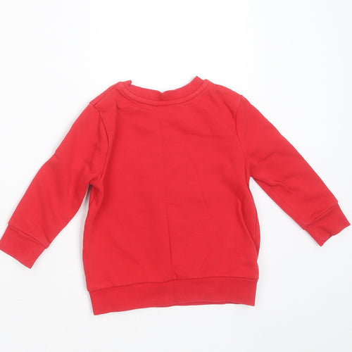 George Boys Red  Cotton Pullover Jumper Size 18-24 Months   - digger
