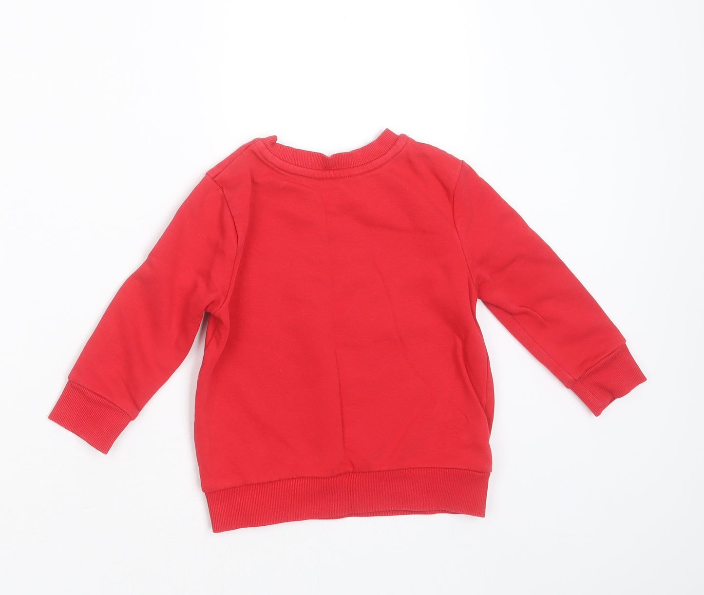 George Boys Red  Cotton Pullover Jumper Size 18-24 Months   - digger