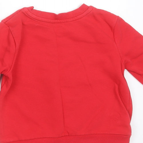 George Boys Red  Cotton Pullover Jumper Size 18-24 Months   - digger