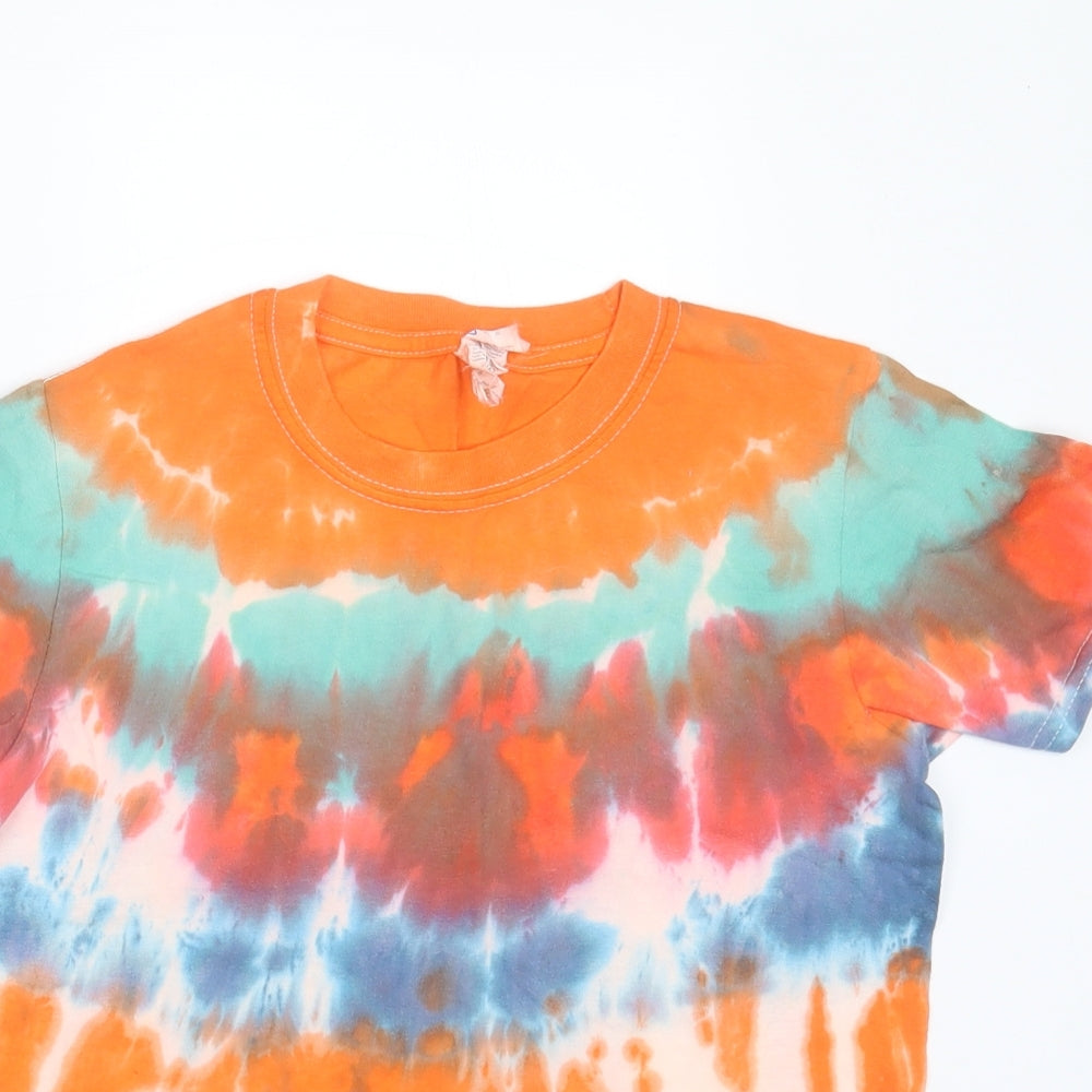 Gildan Boys Multicoloured  Cotton Basic T-Shirt Size 7-8 Years Round Neck  - tie dye