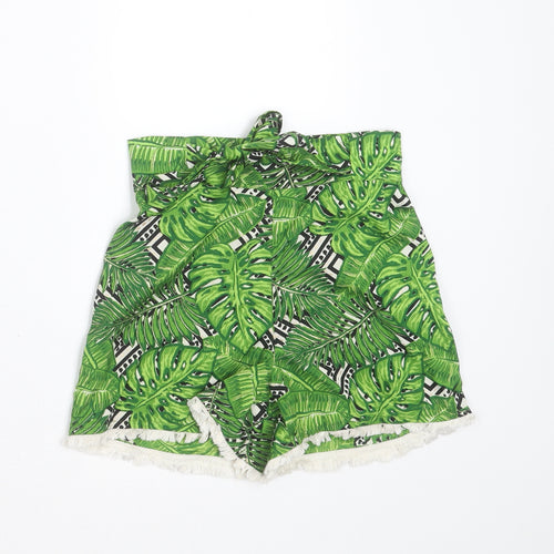 M&Co Girls Green  Polyester Hot Pants Shorts Size 10 Years  Regular  - leaf pattern